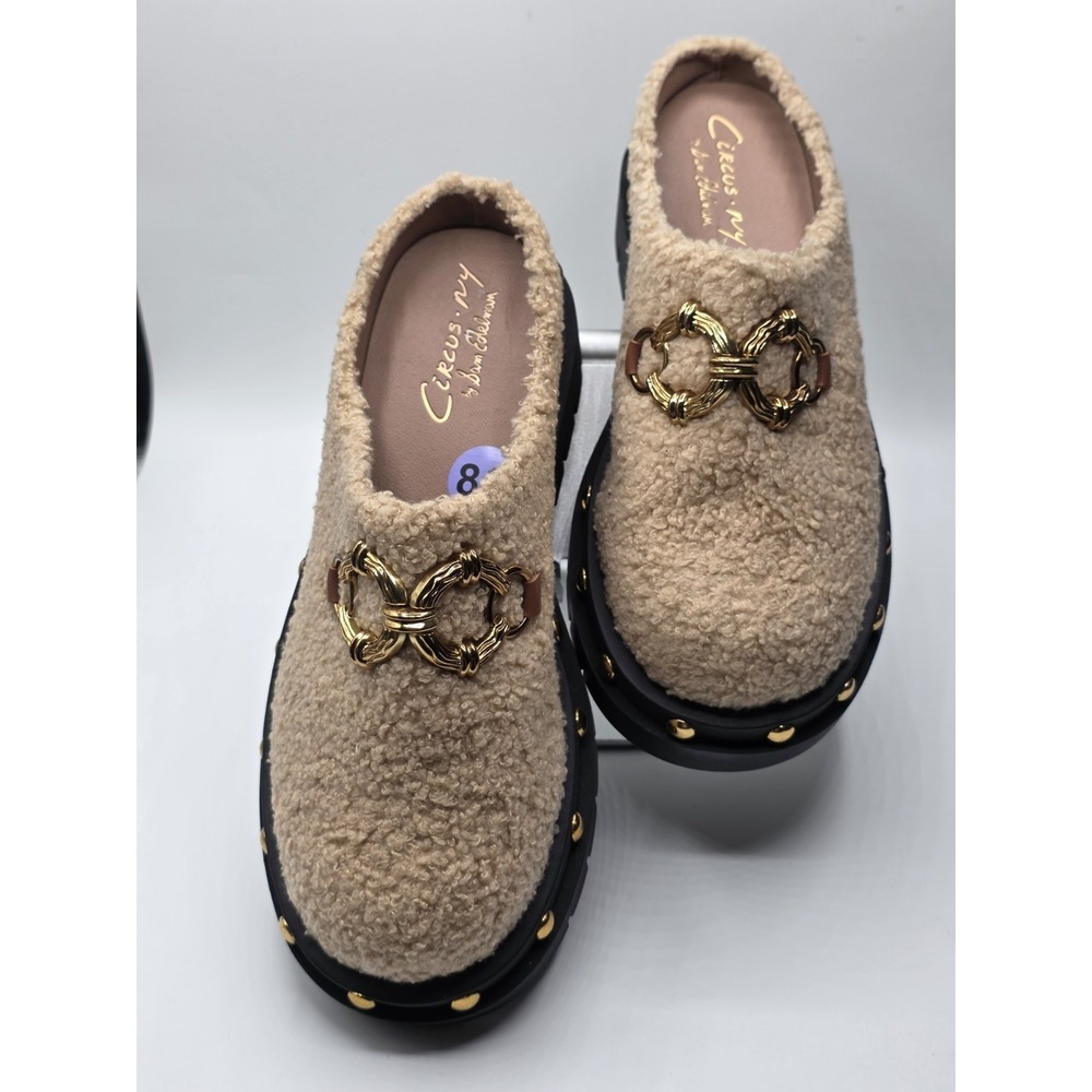 Circus NY by Sam Edelman Annie Shearling Slip-On Studded Lug Sole Clogs Size 8.5
